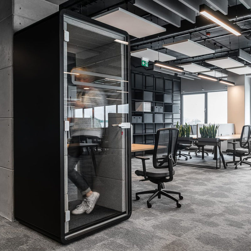 Grey hush phone booth