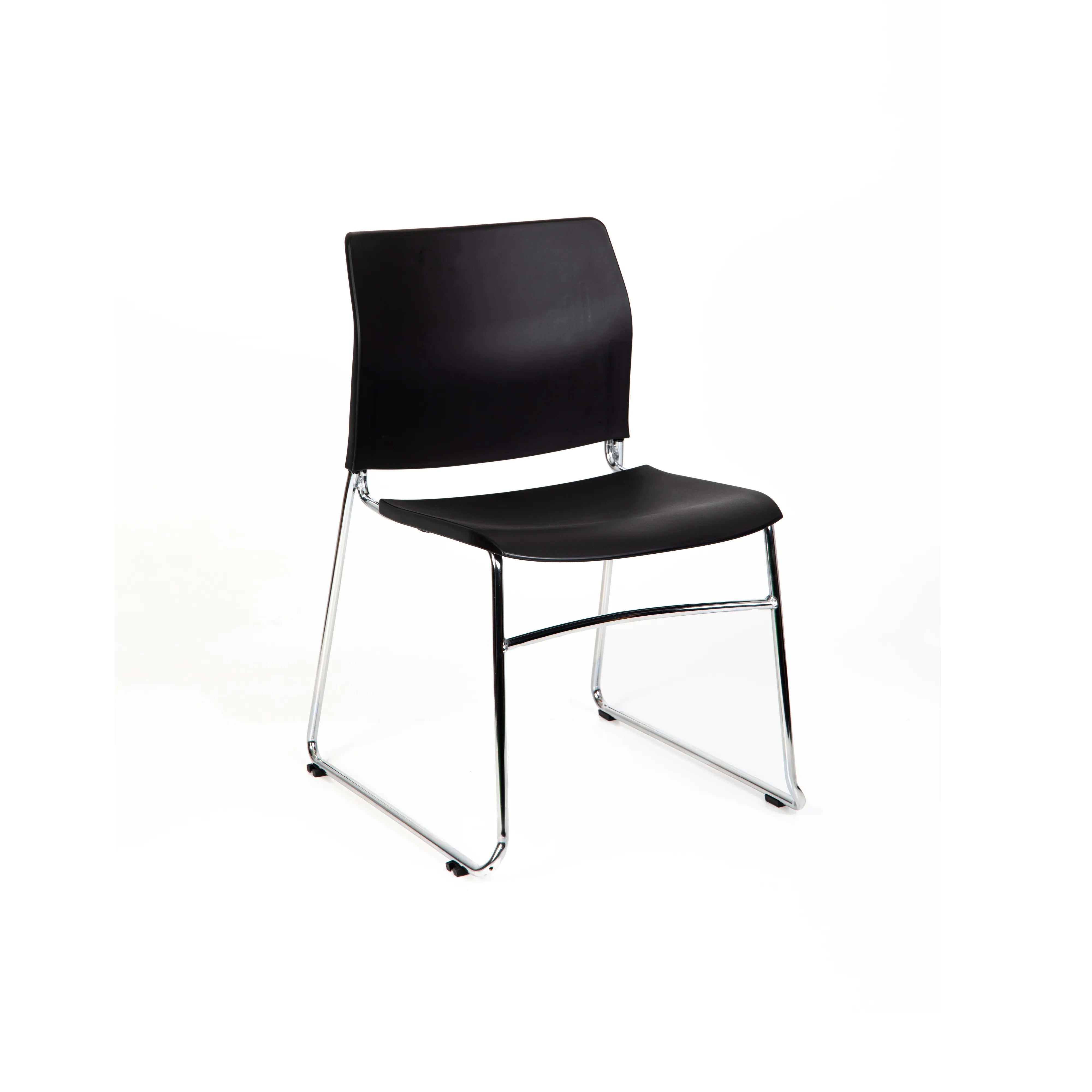 Black chair with chrome legs on a white background