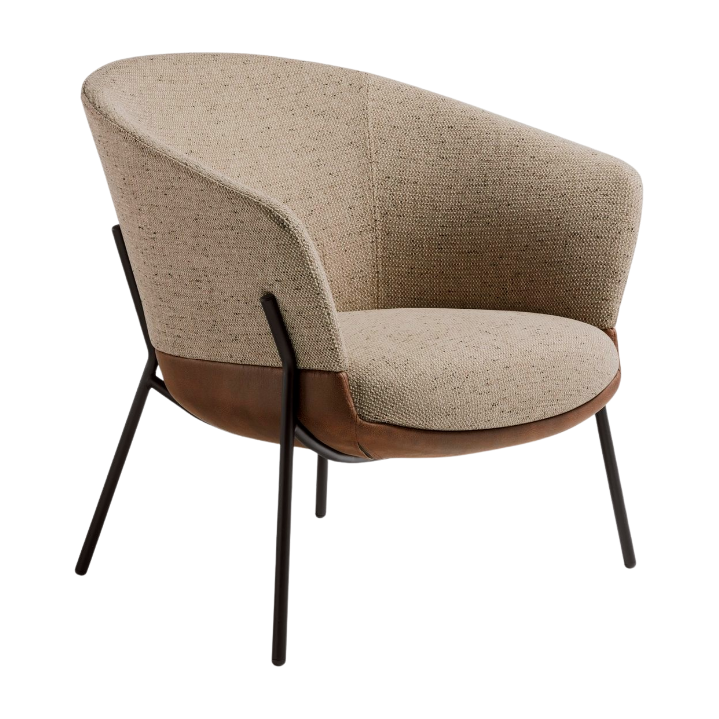 Beige armchair with brown accents on a white background