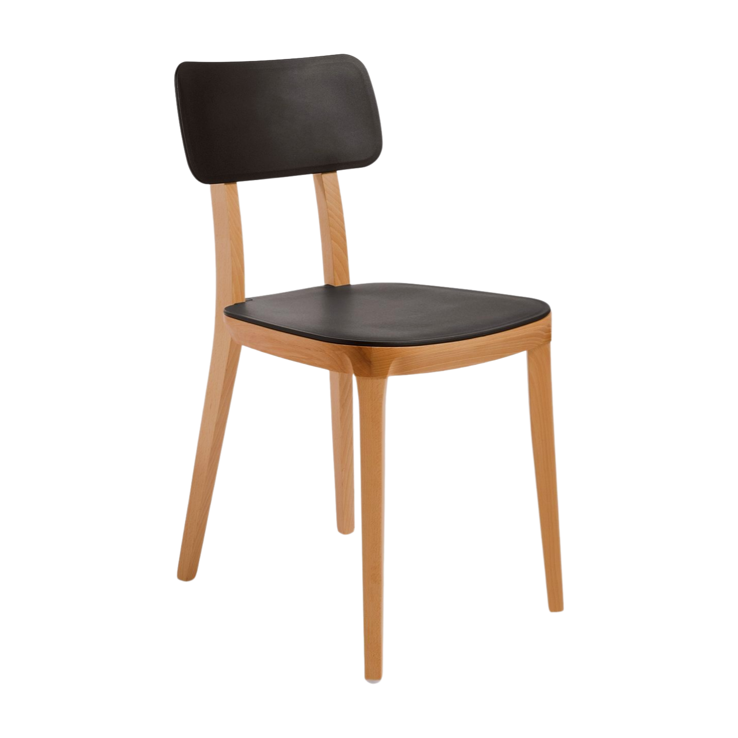 Chair with black seat and backrest on a white background
