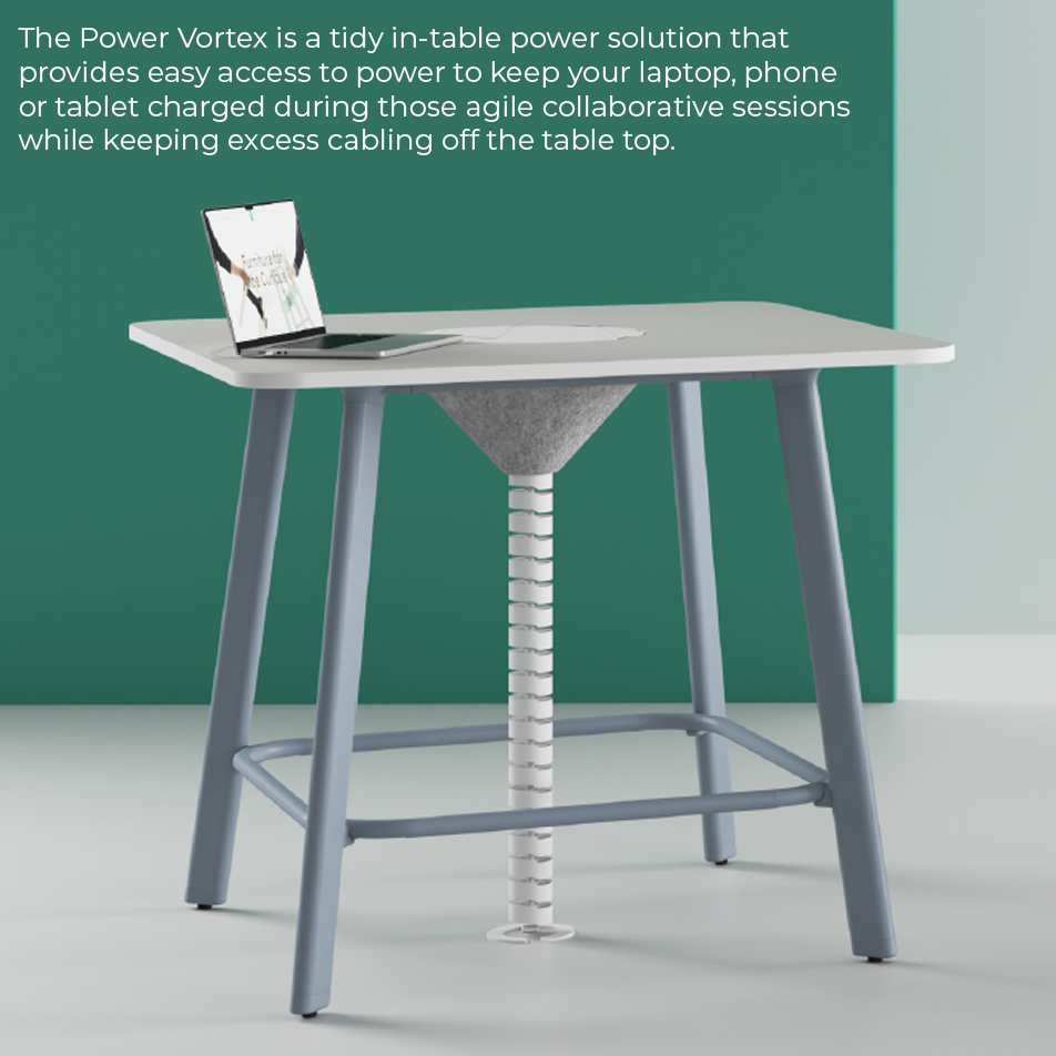 Rosie Table with optional Power Vortex cable tidy solution