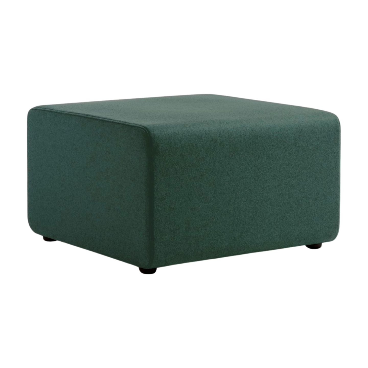 Green cube-shaped ottoman on a white background