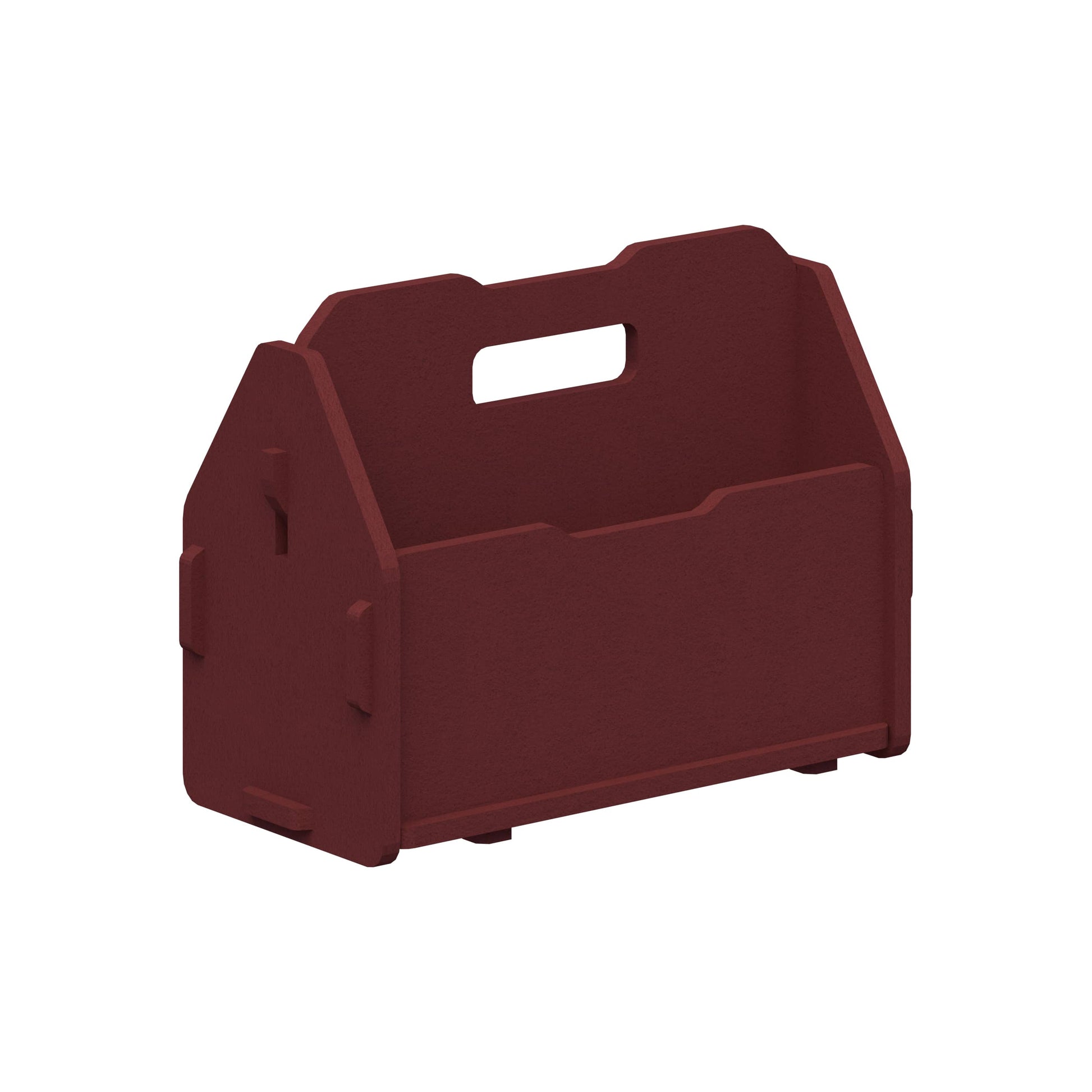 Red toolbox with a handle on a white background