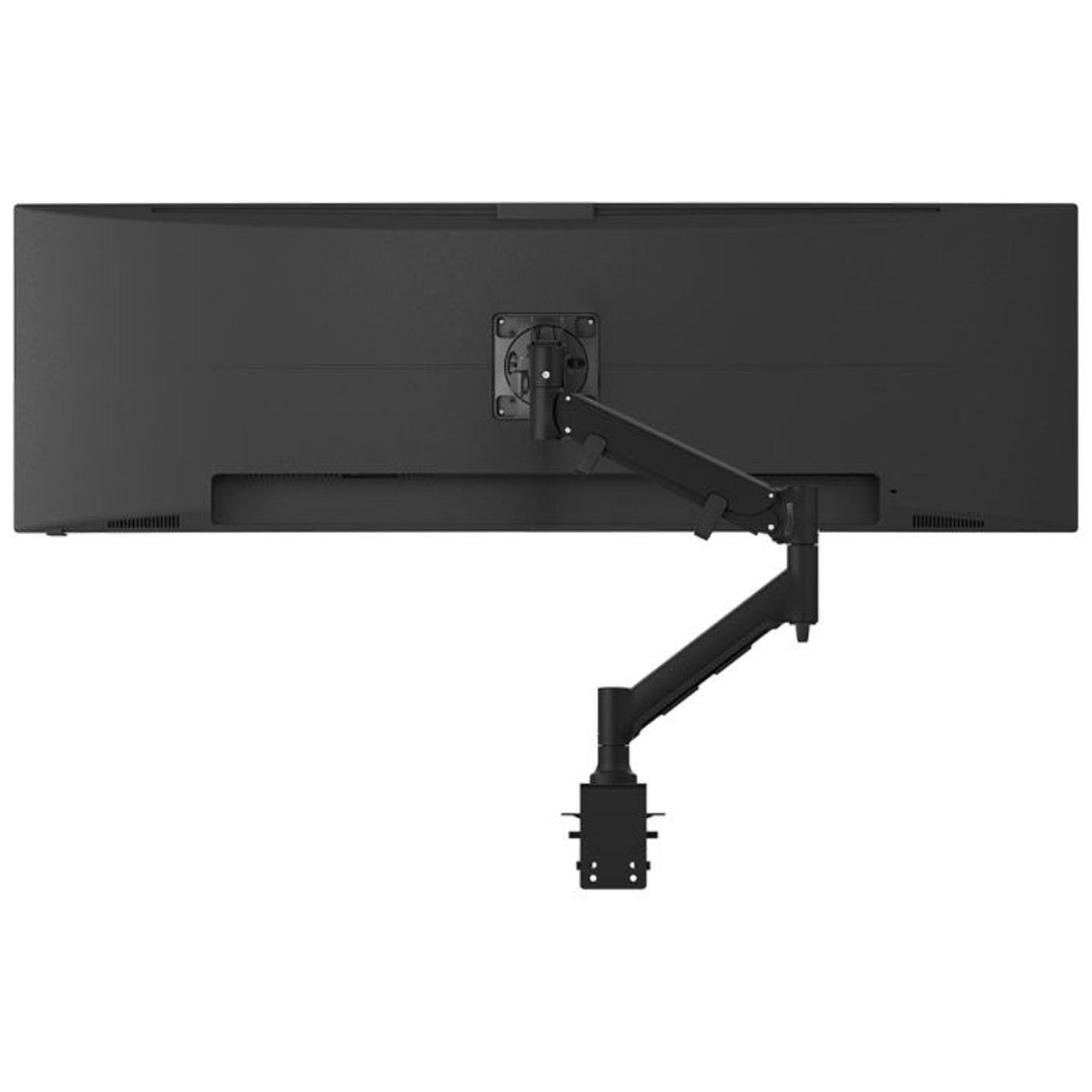 Black monitor arm on a white background