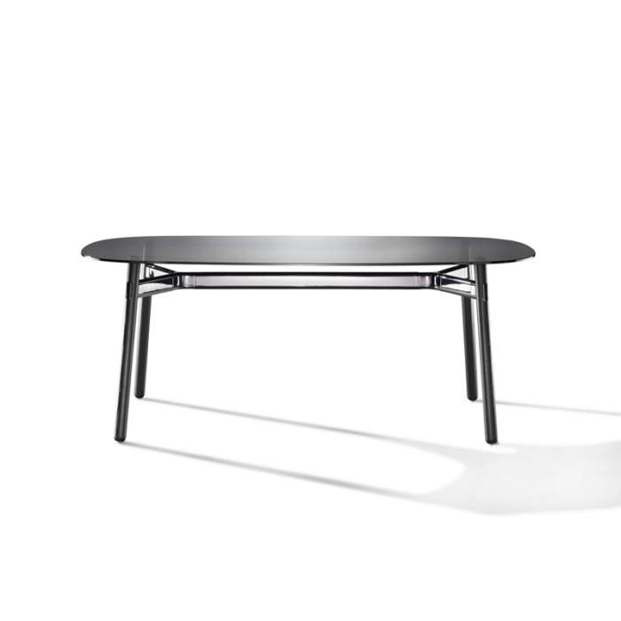 Okidoki Black stain legs with black nickel gloss frame sitting height table