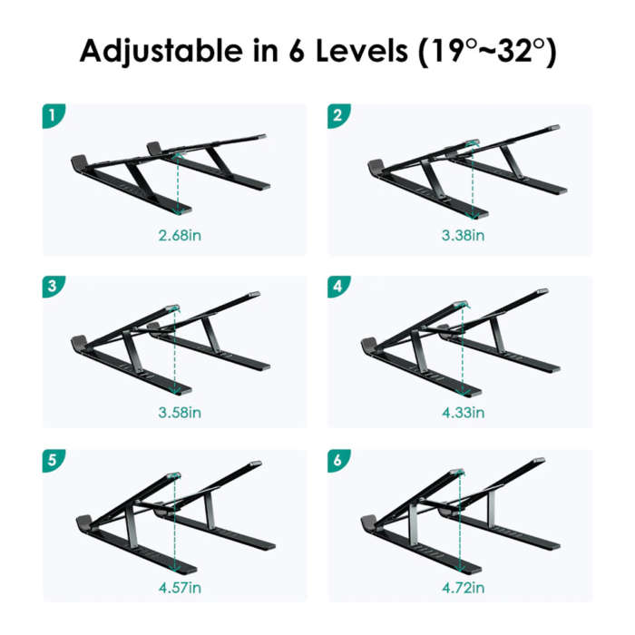 Lift Aluminium Laptop Stand adjustment levels