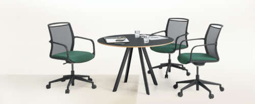 Summit Meeting Chair in green positioned around table