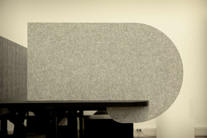 Slide desk panel, design #4 positioned on desk edge