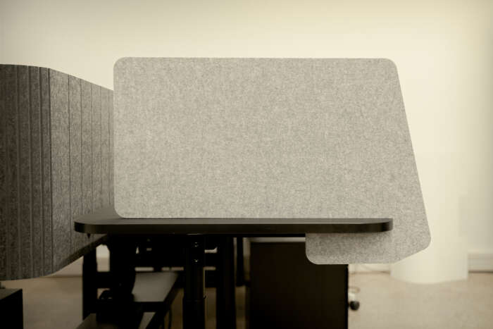 Slide desk panel, design #3positioned on desk edge